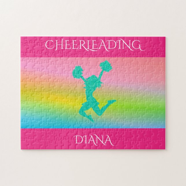 Cheerleading rainbow puzzle with personalized name (Horizontal)