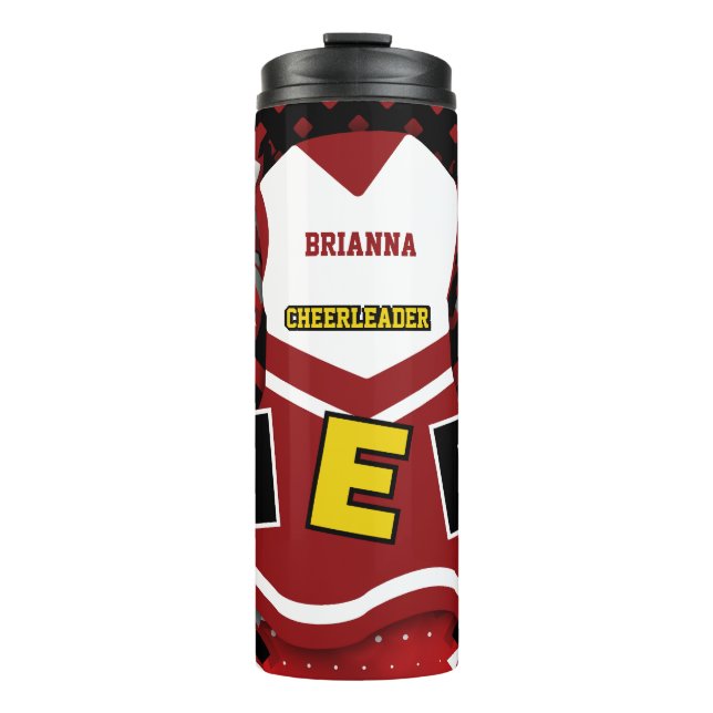 Cheerleading Red and White Uniform Cheer Thermal Tumbler (Front)