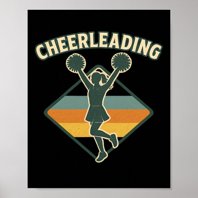 Cheerleading Retro Vintage Silhouette  Poster (Front)