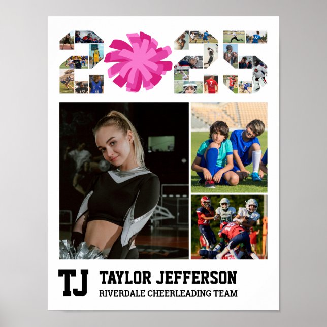 Cheerleading Senior 2025 Sports Photo Collage Poster (Front)