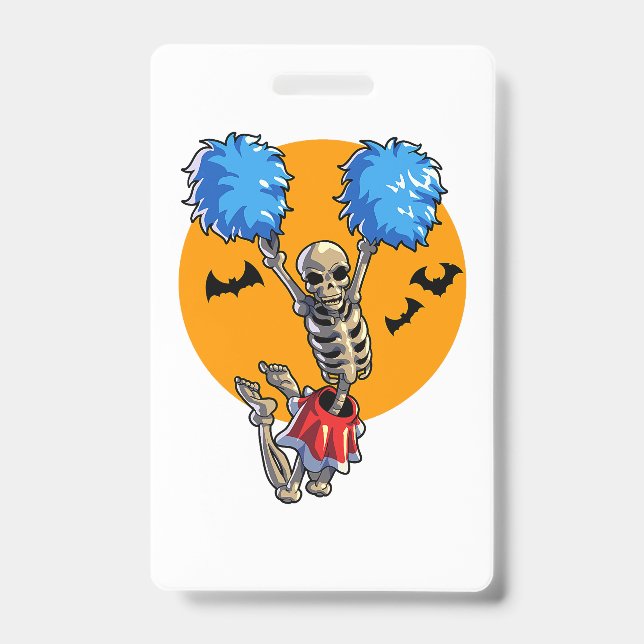 Cheerleading Skeleton Halloween Cheer Mum Girls Wo ID Badge (Front)