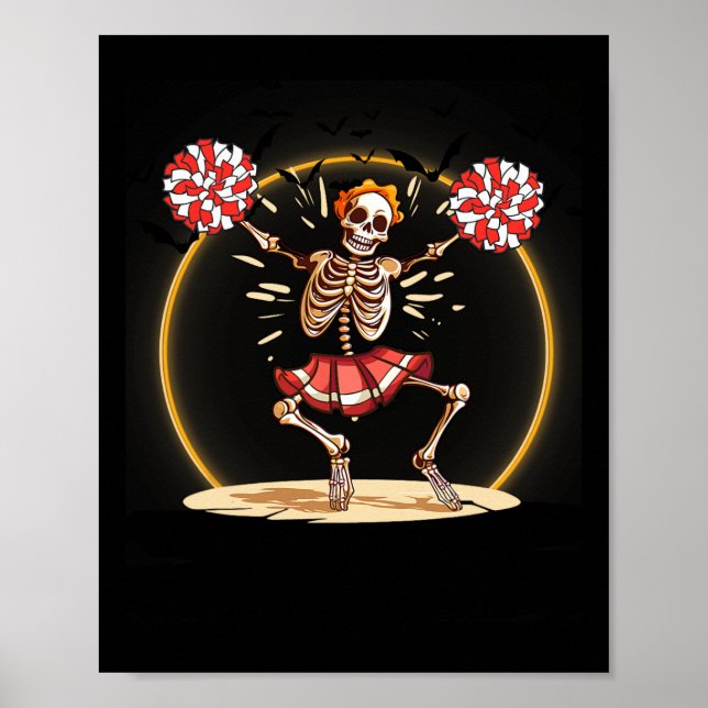 Cheerleading Skeleton Halloween Cheer Skeleton Che Poster (Front)