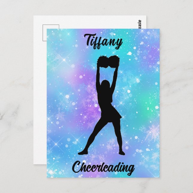 Cheerleading Snowflake Colour Blast with Her Name  Postcard (Front/Back)