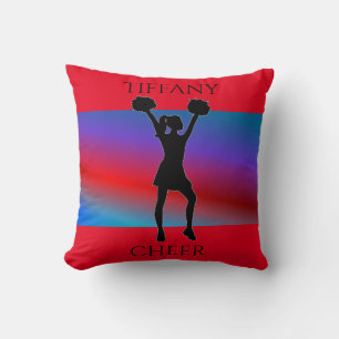 cheerleading throw pillow with personalized name.