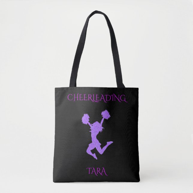 CHEERLEADING TOTE BAG WITH PERSONALIZED NAME. (Front)