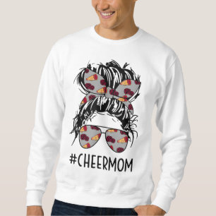 Cheermom Cheer Mum Cheerleader Mum Messy Bun Mothe Sweatshirt
