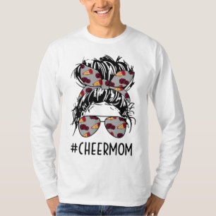 Cheermom Cheer Mum Cheerleader Mum Messy Bun Mothe T-Shirt