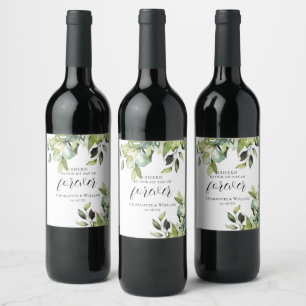 Cheers 1st day of Forever Elegant Green Botanicals Wine Label