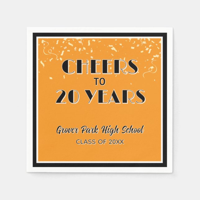Cheers! 20 Year Class Reunion  Napkin (Front)