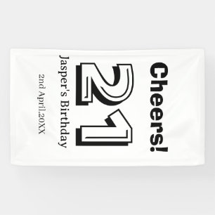 Cheers 21 birthday bold letter name boy man gifts banner