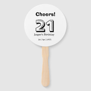 Cheers 21 birthday bold letter name boy man gifts  hand fan