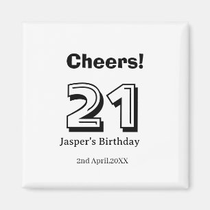 Cheers 21 birthday bold letter name boy man gifts  magnet