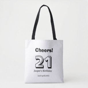 Cheers 21 birthday bold letter name boy man gifts tote bag
