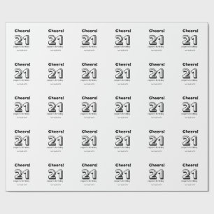 Cheers 21 birthday bold letter name boy man gifts wrapping paper