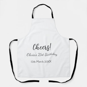 Cheers 21st birthday add name date simple minimal  apron