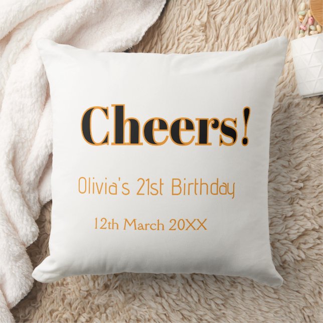 Cheers 21st birthday add name date simple minimal  cushion (Blanket)