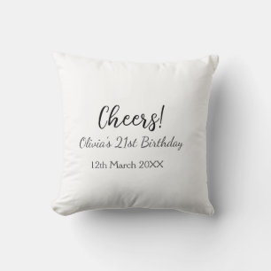 Cheers 21st birthday add name date simple minimal  cushion