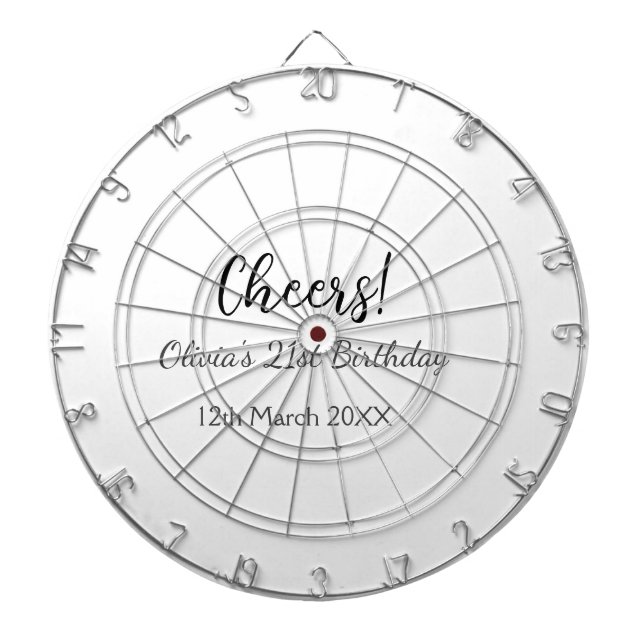 Cheers 21st birthday add name date simple minimal  dartboard (Front)