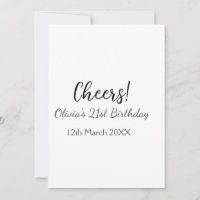 Cheers 21st birthday add name date simple minimal 