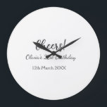 Cheers 21st birthday add name date simple minimal  large clock<br><div class="desc">Design</div>