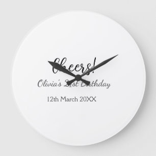 Cheers 21st birthday add name date simple minimal  large clock