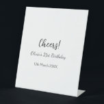 Cheers 21st birthday add name date simple minimal  pedestal sign<br><div class="desc">Design</div>