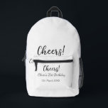 Cheers 21st birthday add name date simple minimal  printed backpack<br><div class="desc">Design</div>
