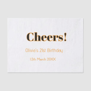 Cheers 21st birthday add name date simple minimal tissue paper