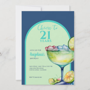 Cheers 21st Birthday Margarita  Invitation