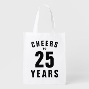 Cheers 25th wedding anniversary party celebration reusable grocery bag