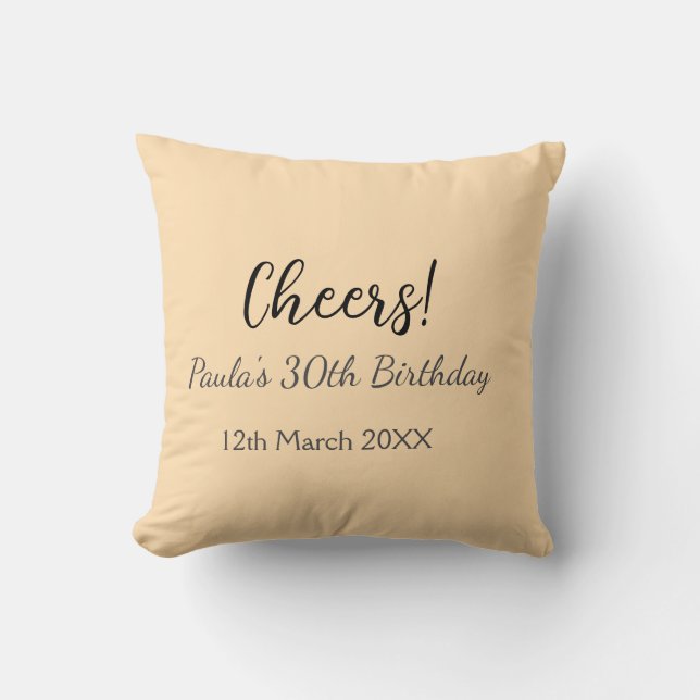 Cheers 30th birthday add name date simple minimal  cushion (Front)