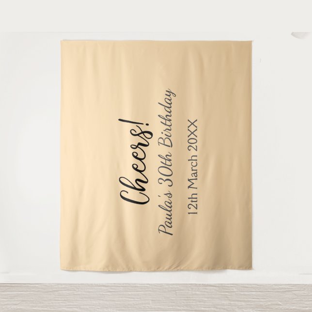 Cheers 30th birthday add name date simple minimal  tapestry (Front)