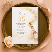 Cheers 30th Birthday Pink Gold Champagne