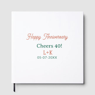 Cheers 40 happy anniversary orange green name date guest book