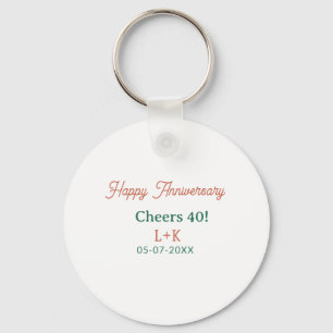 Cheers 40 happy anniversary orange green name date key ring