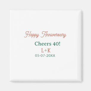 Cheers 40 happy anniversary orange green name date magnet