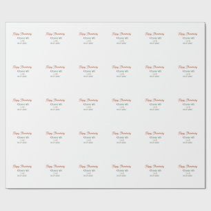 Cheers 40 happy anniversary orange green name date wrapping paper