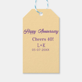 Cheers 40 happy anniversary purple orange pastel n gift tags