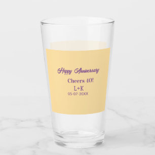 Cheers 40 happy anniversary purple orange pastel n glass