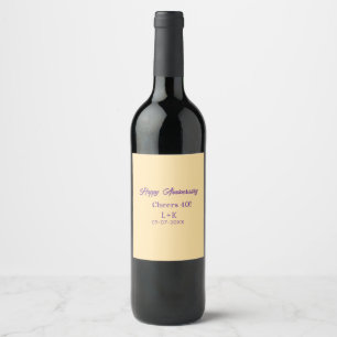 Cheers 40 happy anniversary purple orange pastel n wine label
