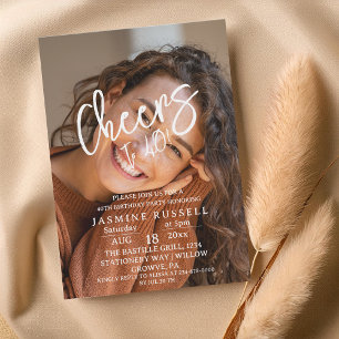 Cheers 40th Modern Photo Birthday For Women Invitation