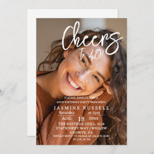 Cheers 40th Modern Photo Birthday Party Invitation