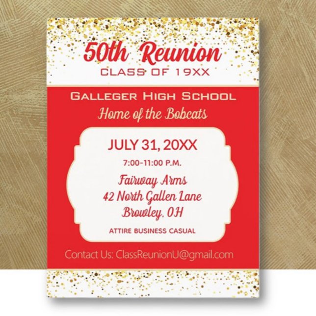 Cheers!  50th Class Reunion Invitation  Postcard (Creator Uploaded)