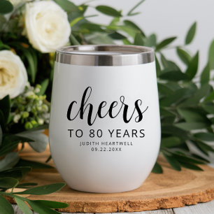 Cheers 80th Birthday Party Black Script