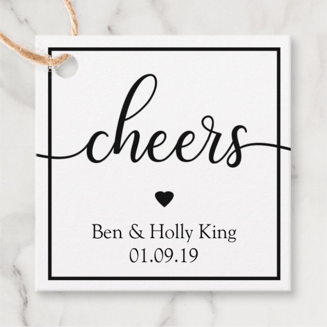 Cheers Alcohol Wine Spirit Wedding Favour Tag (Front)