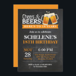 Cheers and Beers 18th Birthday Invitation Card<br><div class="desc">Cheers and Beers 18th Birthday Invitation Card. Adult Birthday. Orange. 16th 18th 20th 21st 30th 40th 50th 60th 70th 80th 90th 100th. Any Age. For further customisation,  please click the "Customise it" button and use our design tool to modify this template.</div>