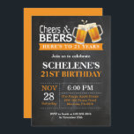 Cheers and Beers 21st Birthday Invitation Card<br><div class="desc">Cheers and Beers 21st Birthday Invitation Card. Adult Birthday. Orange. 16th 18th 20th 21st 30th 40th 50th 60th 70th 80th 90th 100th. Any Age. For further customisation,  please click the "Customise it" button and use our design tool to modify this template.</div>