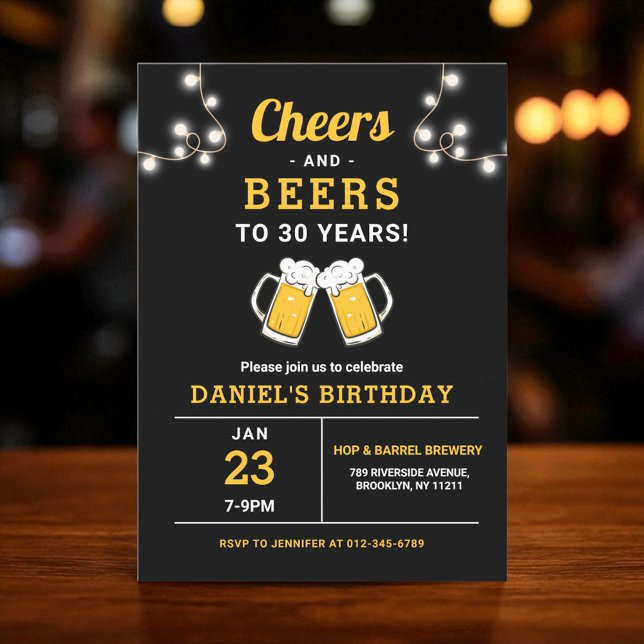 Cheers And Beers 30 Years Birthday Party Invitation (Creator Uploaded)