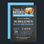 Cheers and Beers 30th Birthday Invitation Card<br><div class="desc">Cheers and Beers 30th Birthday Invitation Card. Adult Birthday. Blue. 16th 18th 21st 30th 40th 50th 60th 70th 80th 90th 100th. Any Age. For further customisation,  please click the "Customise it" button and use our design tool to modify this template.</div>