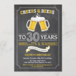 Cheers and Beers 30th Birthday Invitation Card<br><div class="desc">Cheers and Beers 30th Birthday Invitation Card with chalkboard background. For further customisation,  please click the "Customise it" button and use our design tool to modify this template.</div>